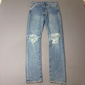 Levi's 505 C Jeans Womens 26 Blue Distressed Ripped Slim Straight Leg Denim
